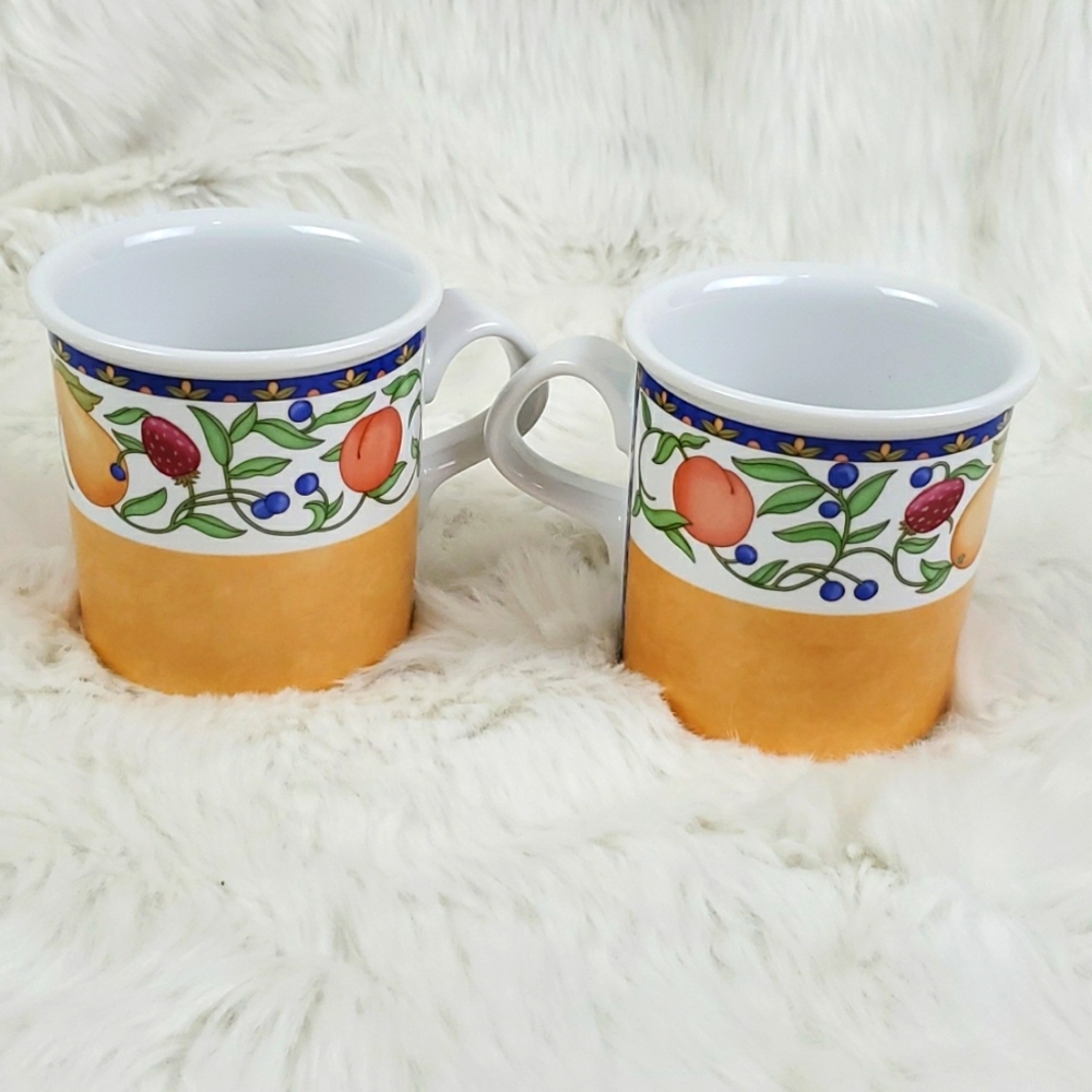 Dansk Fiance Fruits coffee mug set of 2
